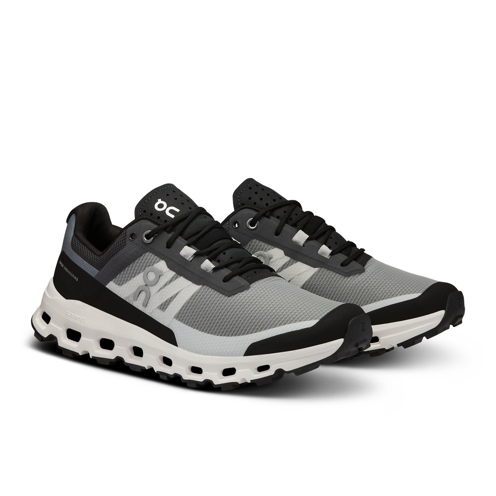 On |Women QC Cloudvista Trail Running Shoes Black / White | EM37-S3SI