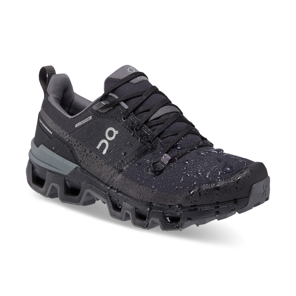 On |Women QC Cloudwander Waterproof Hiking Shoes & Boots Black / Eclipse | WA77-Z7HQ