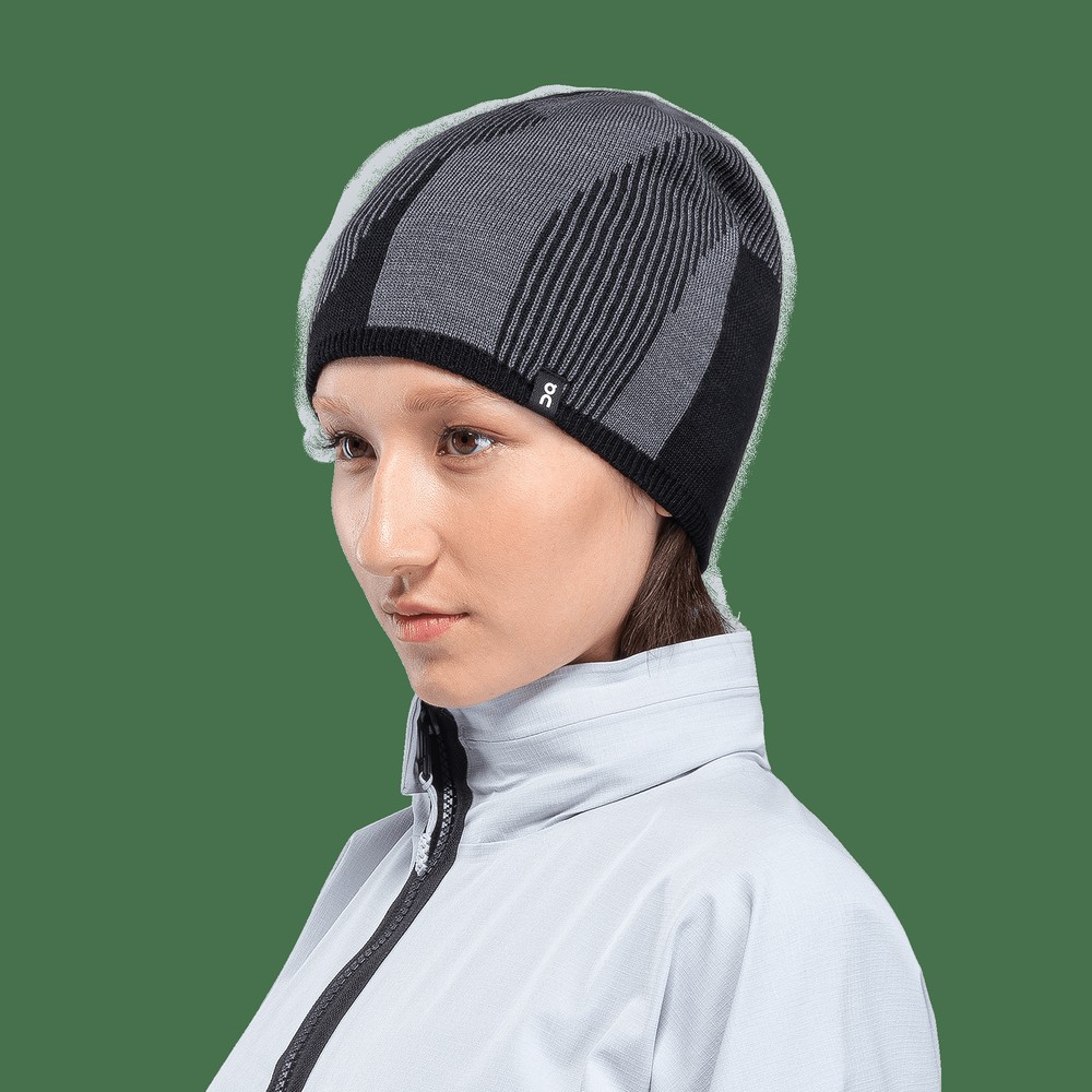 On |Women QC Explorer Merino Beanie Headwear Rock | Black | ZQ25-C7QS