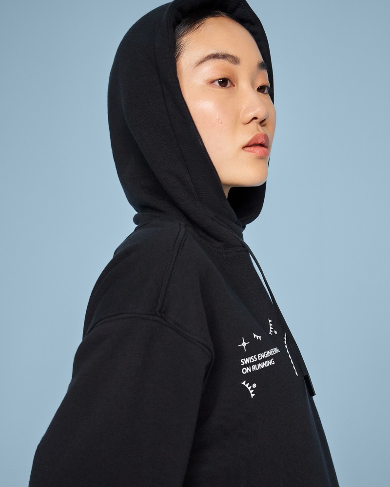 On |Women QC Graphic Club Hoodie Hoodies and sweatshirts Black / White | KN30-L5SZ