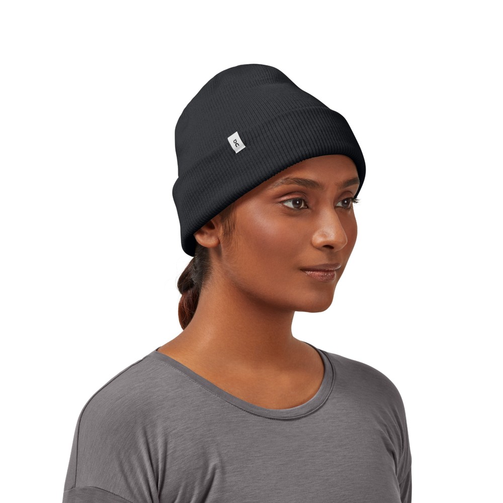 On |Women QC Merino Beanie Headwear Black | RN48-Z2QZ