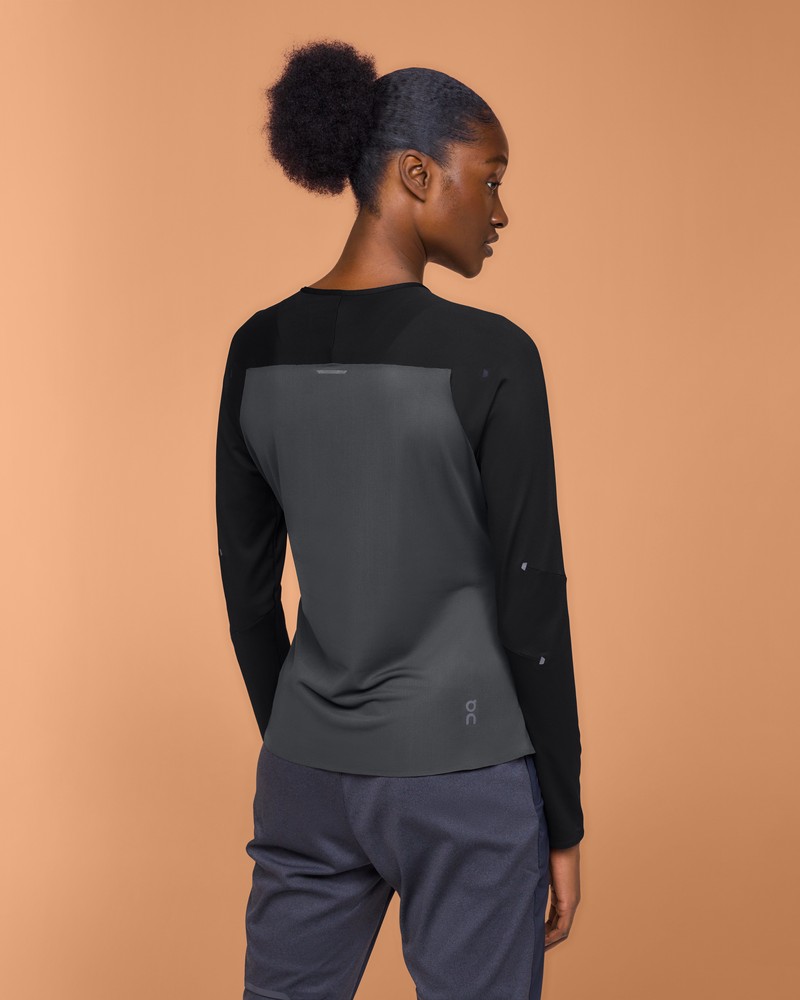 On |Women QC Performance Long-T Tops and T-shirts Black / Eclipse | LR52-X5VV