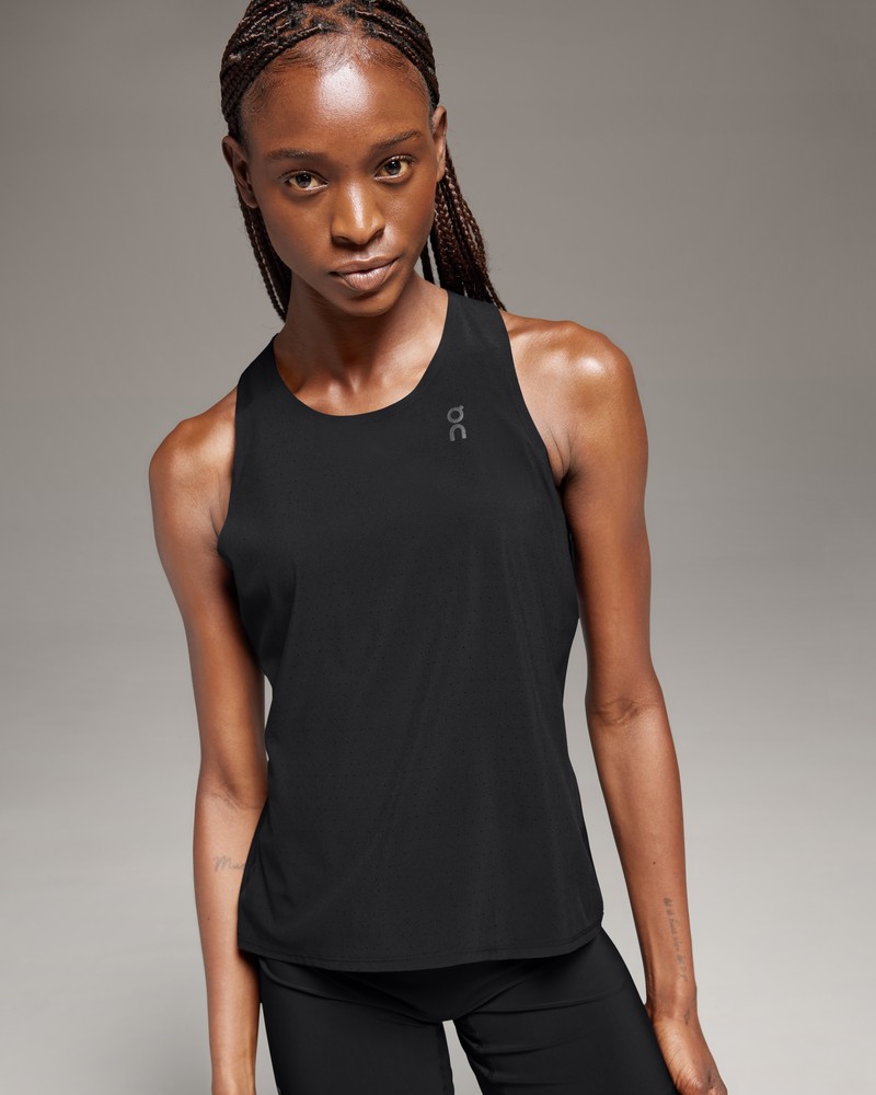 On |Women QC Race Singlet Tops and T-shirts Black | TG37-G2YS