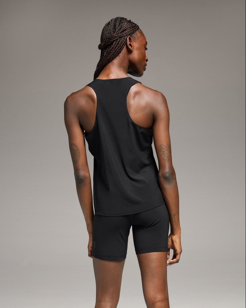 On |Women QC Race Singlet Tops and T-shirts Black | TG37-G2YS