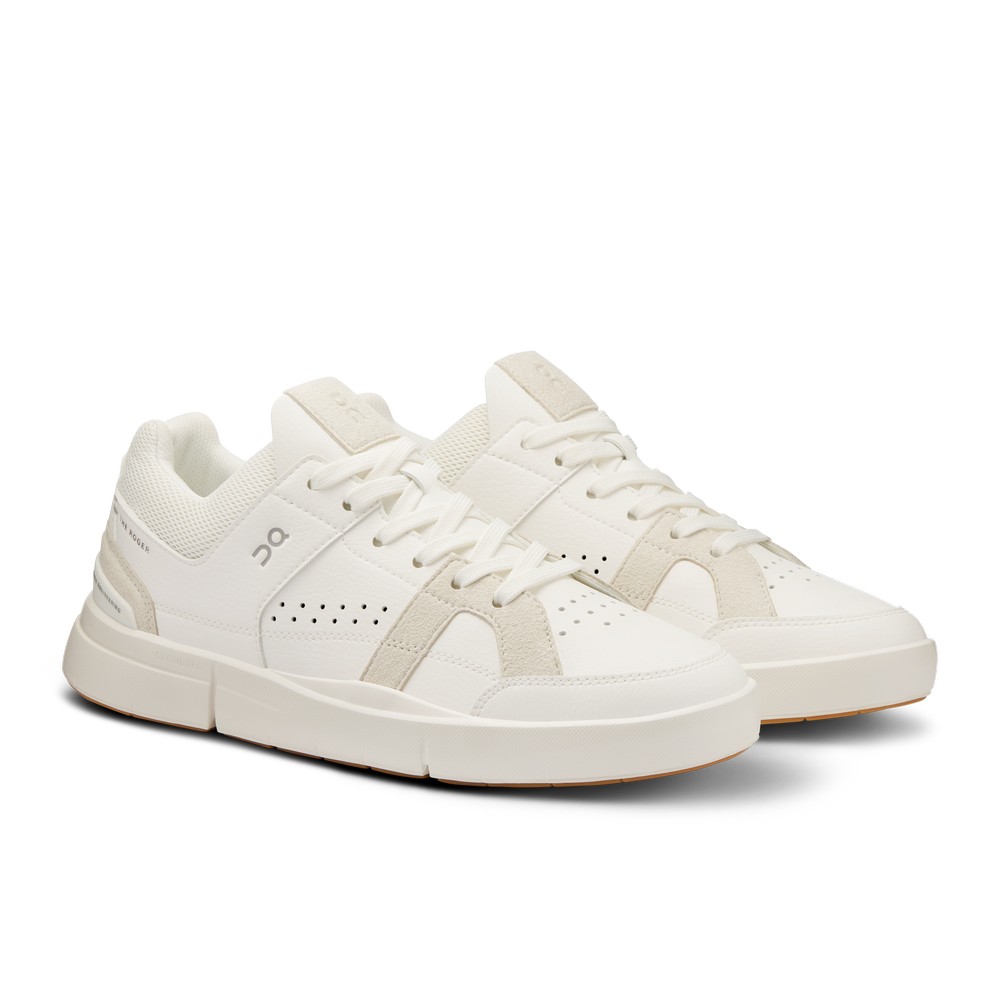 On |Women QC THE ROGER Clubhouse Lifestyle Shoes White / Sand | CL95-M2CN