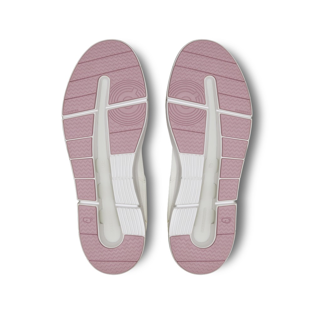 On |Women QC THE ROGER Clubhouse Lifestyle Shoes White / Mauve | FR38-L8RH