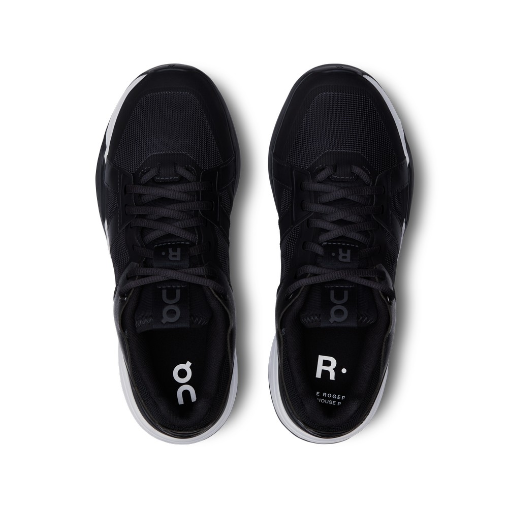 On |Women QC THE ROGER Clubhouse Pro Tennis shoes Black / White | KL93-O9AQ