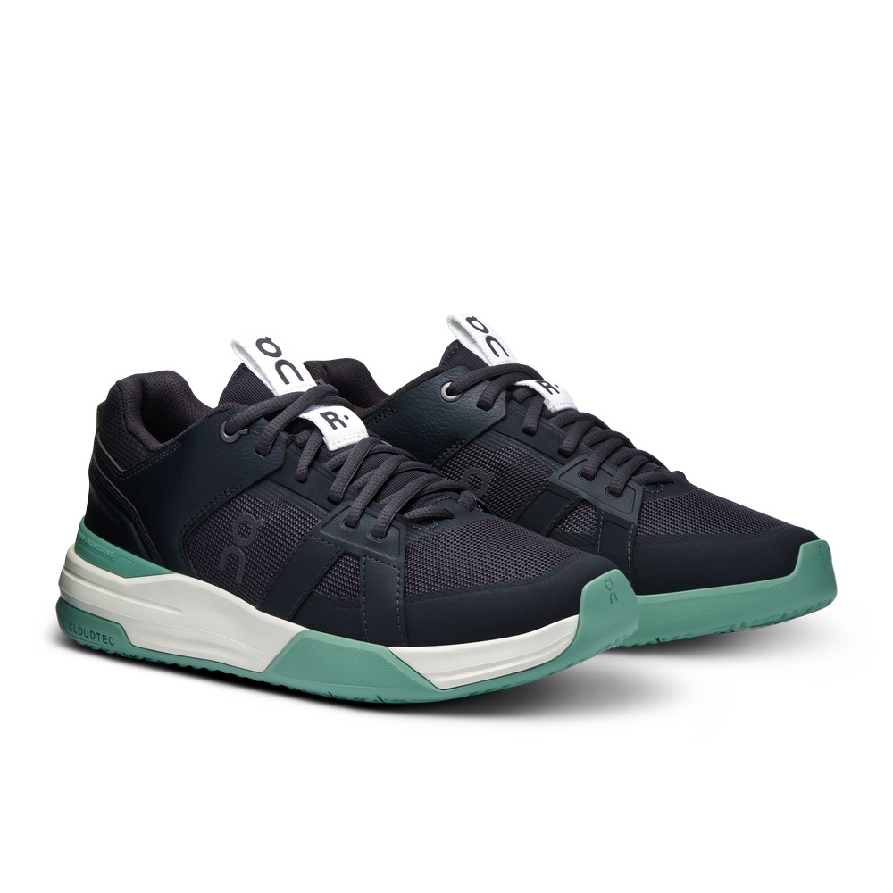 On |Women QC THE ROGER Clubhouse Pro Tennis shoes Black / Green | KJ04-U7GR