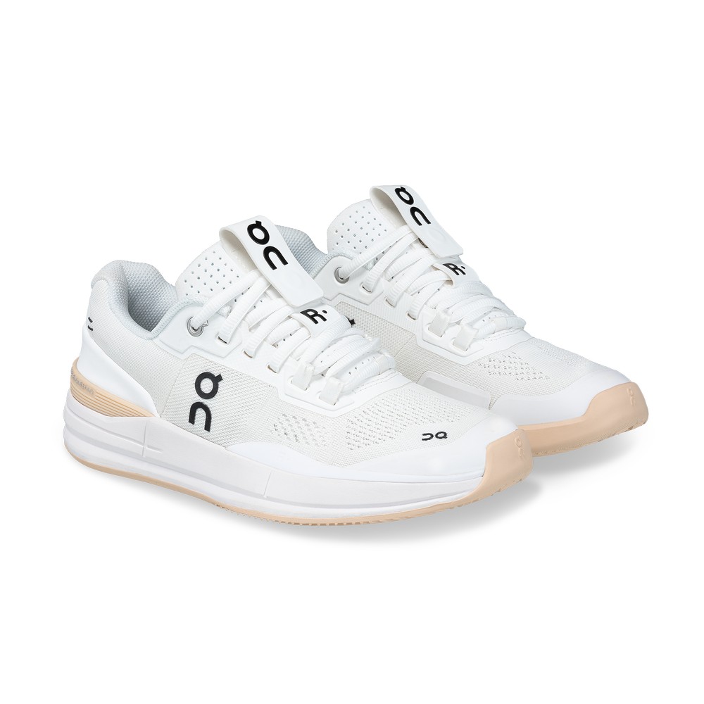 On |Women QC THE ROGER Pro Clay Tennis shoes Clay White / Savannah | GI96-I0AN