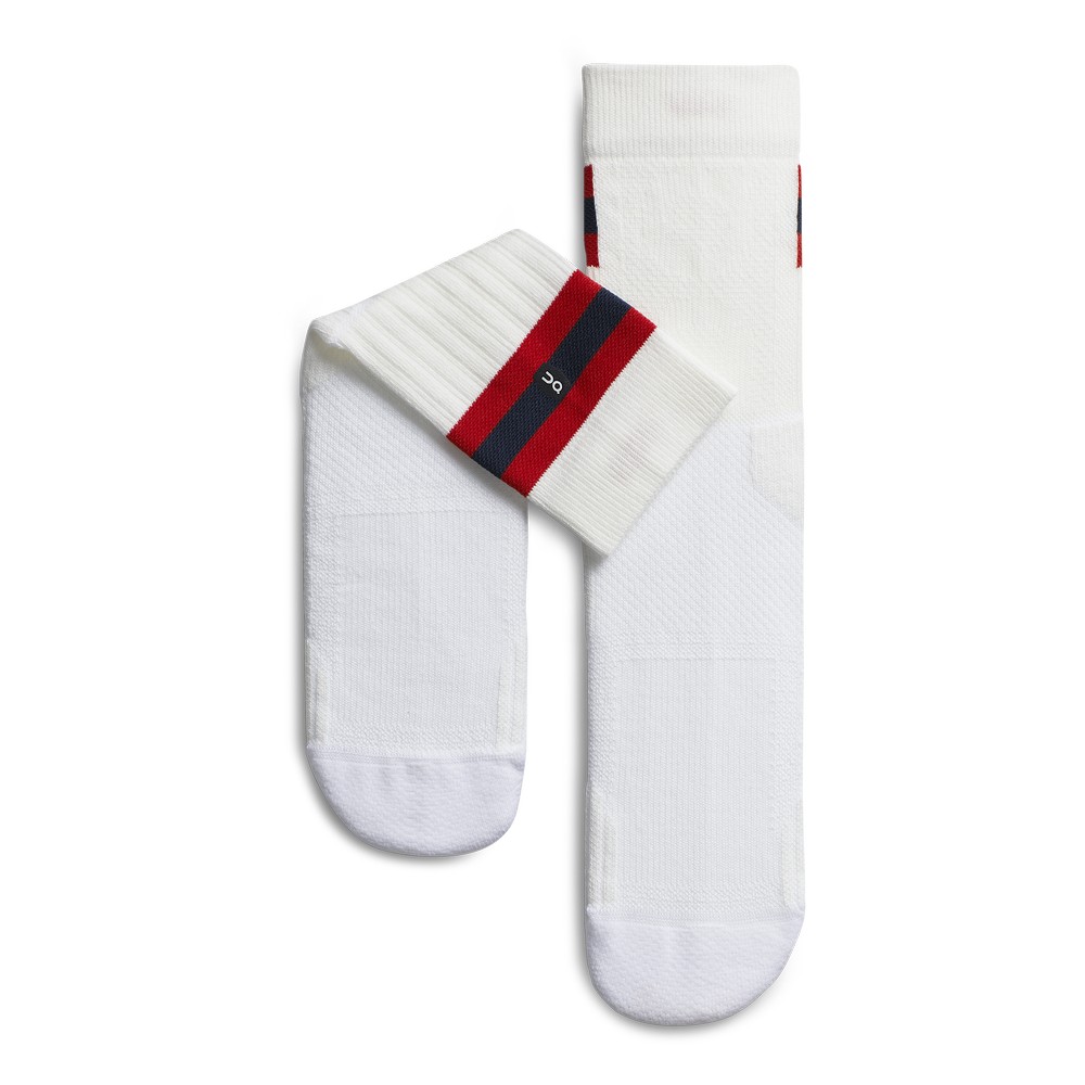 On |Women QC Tennis Sock Socks White | Red | NT62-G2BC