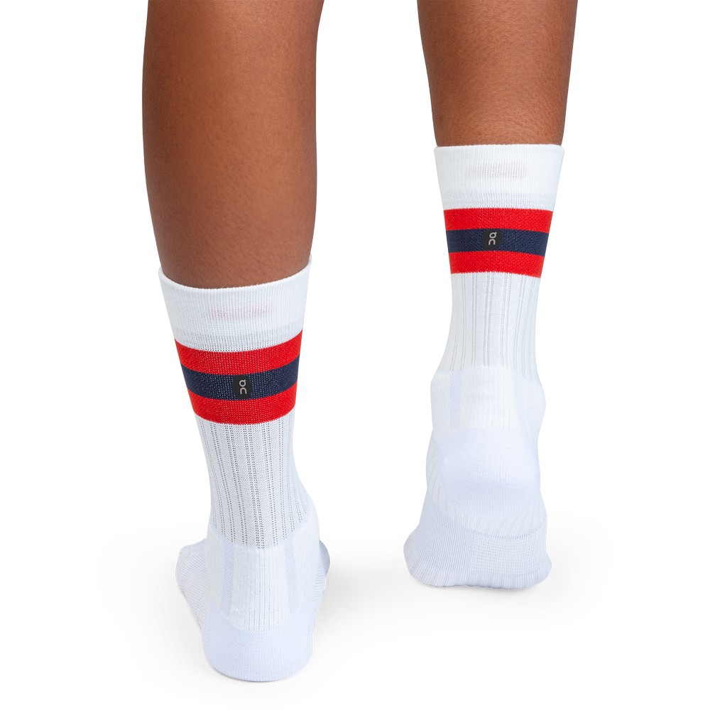 On |Women QC Tennis Sock Socks White | Red | NT62-G2BC